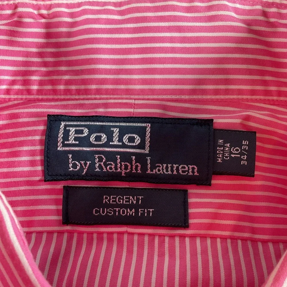 Polo Ralph Lauren Regent Custom Fit Pink Striped Dress‎ Shirt 16 ( large)34/35